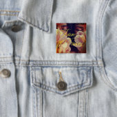Toekomst is Non-binair Bloemsticker Vierkante Button 5,1 Cm (In situ)