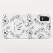 Toekomst mevrouw Black White Floral Chic Script Br Case-Mate iPhone Case (Achterkant (horizontaal))