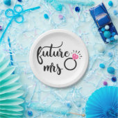 Toekomst mevrouw Black White Verloving Vrijgezelle Papieren Bordje (Feest)