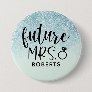 Toekomst mevrouw Blue Glitter Button