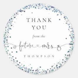 Toekomst mevrouw Blue Glitter Vrijgezellenfeest Da Ronde Sticker