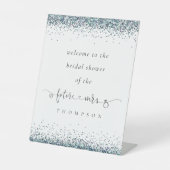 Toekomst mevrouw Blue Glitter Welkom in Vrijgezell Reclamebord Met Voetstuk (Voorkant)