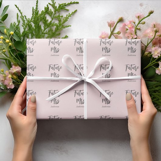 Toekomst mevrouw Blush Pink Vrijgezellenfeest Cadeaupapier