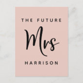 Toekomst mevrouw Blush Pink Vrijgezellenfeest Uitnodiging Briefkaart (Voorkant)