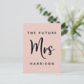 Toekomst mevrouw Blush Pink Vrijgezellenfeest Uitnodiging Briefkaart (Staand voorkant)