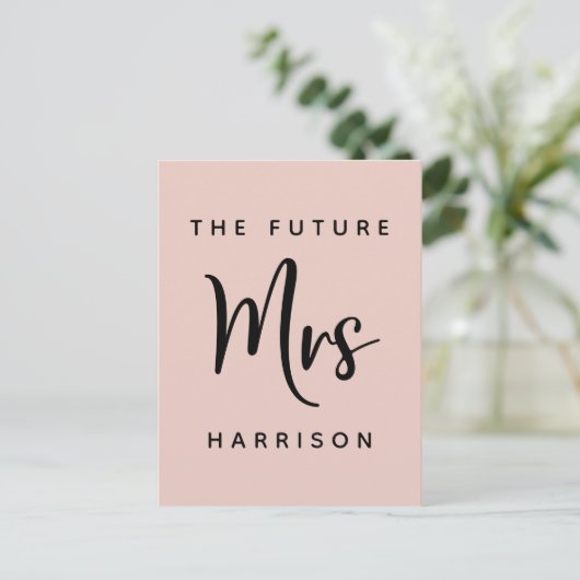 Toekomst mevrouw Blush Pink Vrijgezellenfeest Uitnodiging Briefkaart (Staand voorkant)