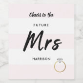 Toekomst mevrouw Blush Pink White Stripes Gold Dia Wijn Etiket (Enkel label)