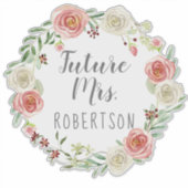 Toekomst mevrouw Bridal Waterverf Roos Bloemenkran Sticker (Voorkant)