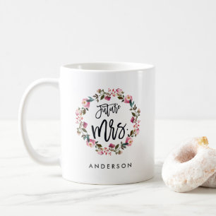 Toekomst mevrouw Floral Wreath gepersonaliseerd Koffiemok