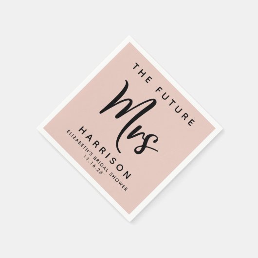 Toekomst mevrouw Gepersonaliseerd Blush Pink Vrijg Servet (Hoek)