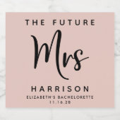 Toekomst mevrouw Gepersonaliseerde Blush Pink Bach Sparkling Wijnetiket (Enkel label)
