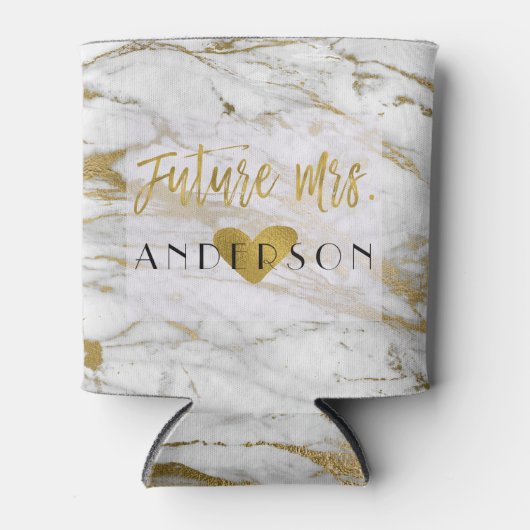 Toekomst mevrouw Gouden folie en witte marmeren br Blikjeskoeler (Voorkant)