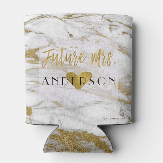 Toekomst mevrouw Gouden folie en witte marmeren br Blikjeskoeler (Achterkant)