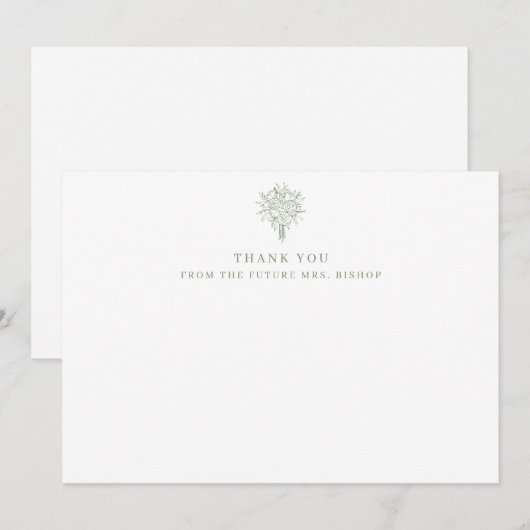 Toekomst mevrouw Line Art Floral Vrijgezellenfeest Bedankkaart (Voorkant / Achterkant)