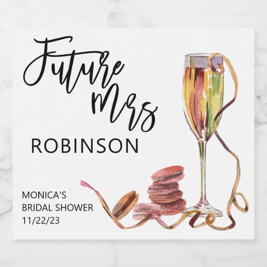 Toekomst Mevrouw Naam Mousserende Wijn Waterverf B Sparkling Wijnetiket (Enkel label)