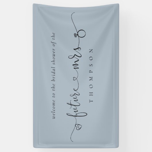 Toekomst mevrouw Ring Hearts Dusty Blue Vrijgezell Spandoek (Verticaal)