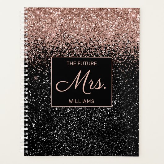 Toekomst mevrouw Roos Gold Glitter Black Sparkle W Planner (Voorkant)