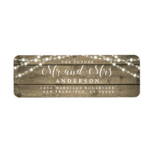 Toekomst : mevrouw Rustic Lights Wedding Return Etiket