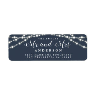 Toekomst : mevrouw Rustic Lights Wedding Return Etiket