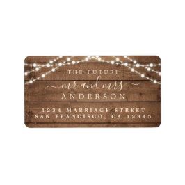 Toekomst : mevrouw Rustic Wood Lights Wedding Etiket