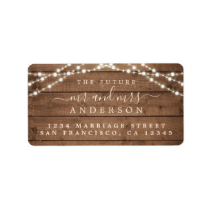 Toekomst : mevrouw Rustic Wood Lights Wedding Etiket
