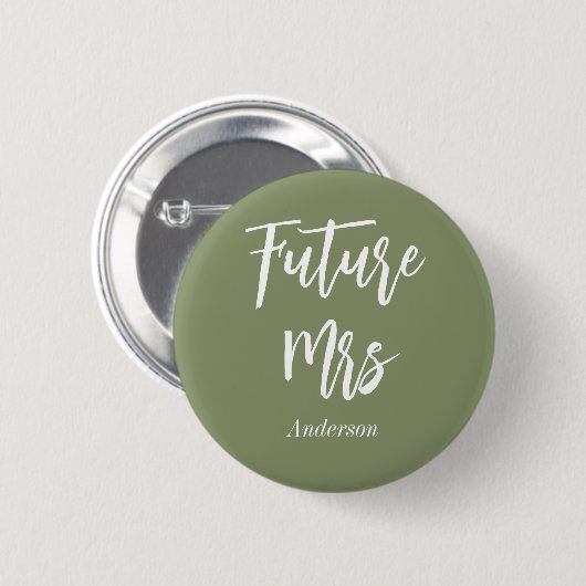 Toekomst mevrouw Sage Green Bride Button (Voorkant /achterkant)