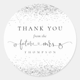 Toekomst mevrouw Silver Glitter Vrijgezellenfeest Ronde Sticker