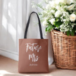 Toekomst mevrouw Terracotta Bride Brown White Tote Bag<br><div class="desc">Bride Canvas tas met Text Future Mrs Terracotta/Burnt Oranje/Brown White. Bekijk hieronder ons collectie voor je winkel voor overeenkomende objecten.</div>
