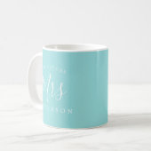Toekomst mevrouw Turquoise Blue Verloving Gift Koffiemok (Voorkant links)