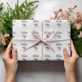 Toekomst mevrouw Vrijgezellenfeest Black White Cadeaupapier