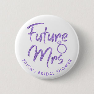 Toekomst mevrouw Vrijgezellenfeest Violet Glitter Ronde Button 5,7 Cm