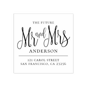 Toekomst Mr en Mrs Modern bruiloft retouradres Rubberstempel