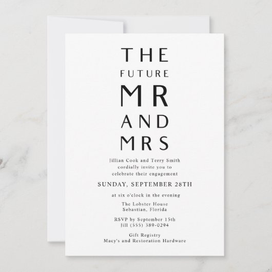 Toekomst Mr en Mrs Photo Engagement Party Kaart (Voorkant)