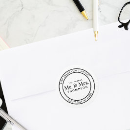 Toekomst Mr en Mrs Ronde Bruiloft Retouradres Ronde Sticker