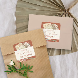 Toekomst Mr en Mrs Terracotta Huwelijksenvelop Vierkante Sticker