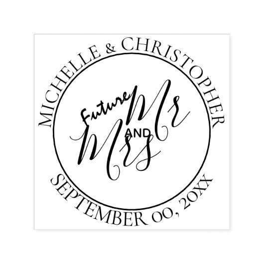 Toekomst Mr & Mrs bruids chic sparen de datum Zelfinktende Stempel (Design)