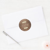 Toekomst Mr. Mrs. Daisies Wood Bruiloft Retouradre Ronde Sticker (Envelop)