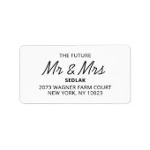 Toekomst Mr & Mrs Modern Wedding Party gepersonali Etiket (Voorkant)