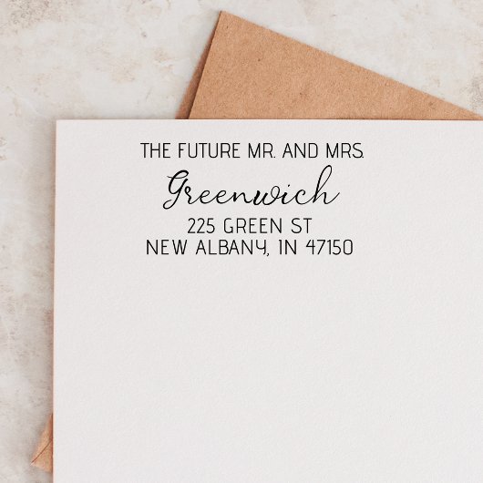 Toekomst Mr. Mrs. Modern Wedding Save the Date Fam Zelfinktende Stempel