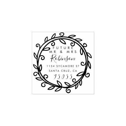 Toekomst Mr & Mrs | Schattig script retouradres Rubberstempel (Afrduk)