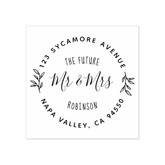 Toekomst Mr & Mrs | Terugkeeradres verloofd paar Rubberstempel (Afrduk)