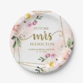 Toekomst Mrs Blush Bloemen Geometrisch Vrijgezelle Papieren Bordje (Voorkant)