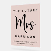 Toekomst Mrs Blush Pink Vrijgezellenfeest Welkom Acryl Bord (Hoek)