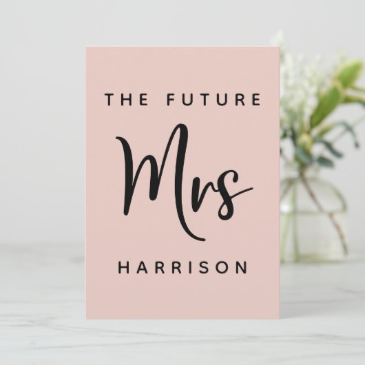 Toekomst Mrs Blush Roze Bruids Douche Uitnodiging (Staand voorkant)