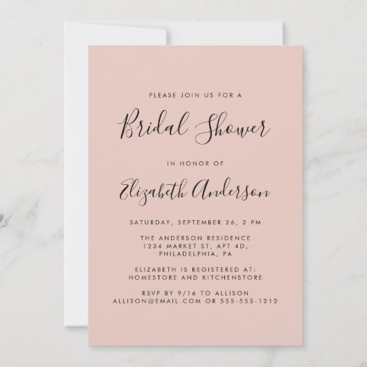 Toekomst Mrs Blush Roze Bruids Douche Uitnodiging (Achterkant)