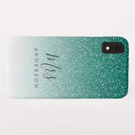 Toekomst Mrs Emerald Green Glitter Chique Script B Case-Mate iPhone Case (Achterkant (horizontaal))