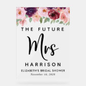 Toekomst Mrs Floral Vrijgezellenfeest Welkom Frost Acryl Bord (Voorkant)