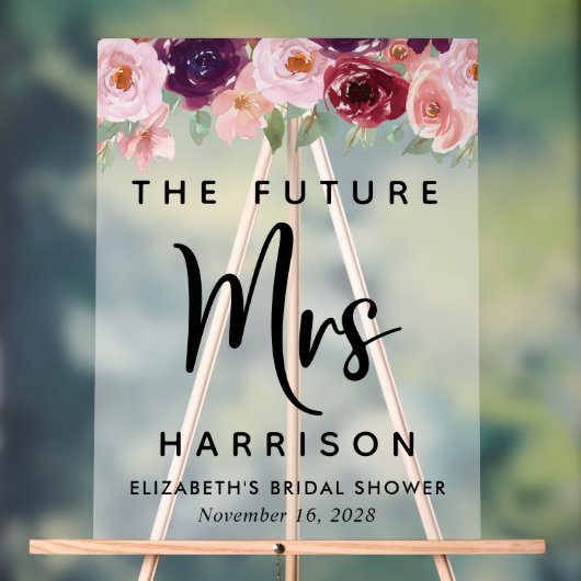 Toekomst Mrs Floral Vrijgezellenfeest Welkom Frost Acryl Bord (Neutraal)