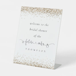 Toekomst Mrs Gold Glitter Welkom Vrijgezellenfeest Reclamebord Met Voetstuk