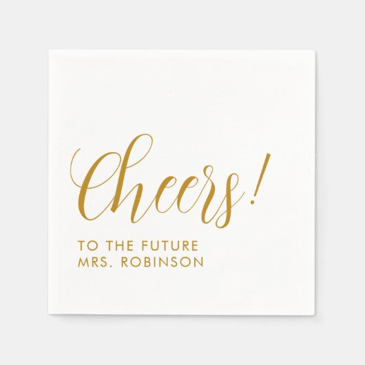 Toekomst Mrs Gold Script Modern Vrijgezellenfeest Servet (Voorkant)